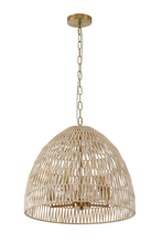 Bethel International Canada MIA19C20BR - 5-Light Brass Chandelier With A Natural White Wood Vine Basket Shade